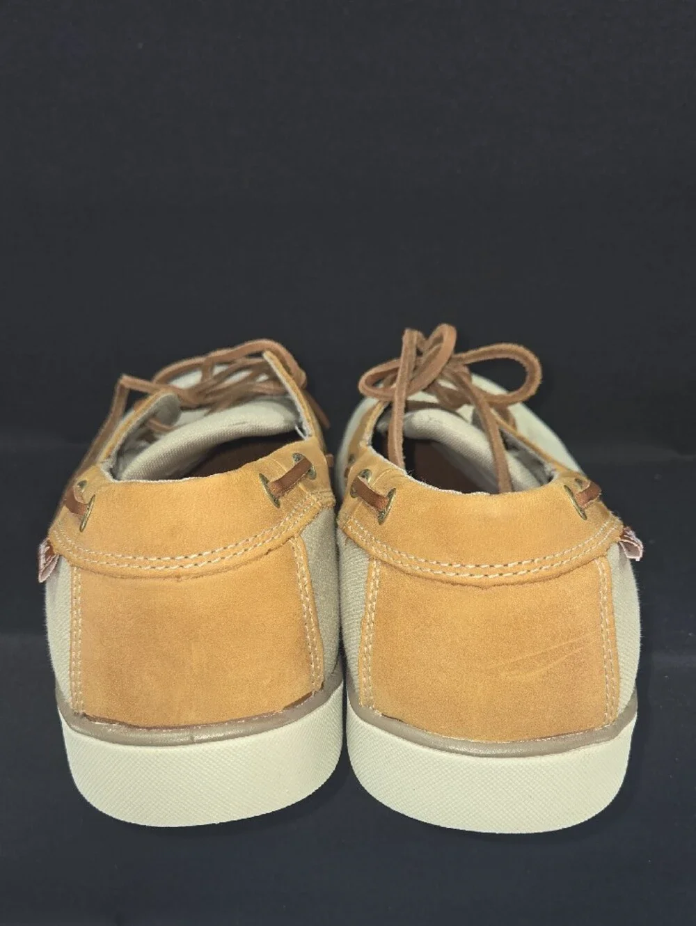 Eddie Bauer Men's Canvas & Leather Boat Shoes - Tan/Beige